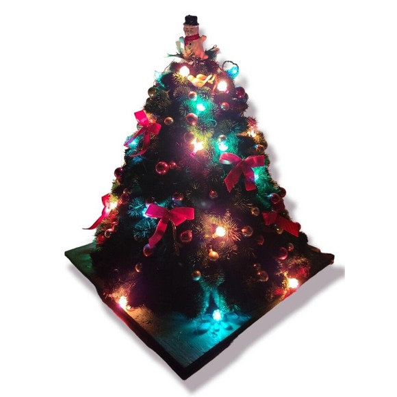 Vintage Thistle Decorated Lit Christmas Tree - 15" Tall - Picture 2 of 3